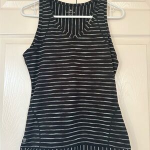 Athleta Women's Black and White Striped Tank Top
